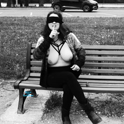 Pic #1Photoshoot - Big Tits, Brunette, Public Exhibitionist, Flashing, Outdoors, Public Place, Amateur