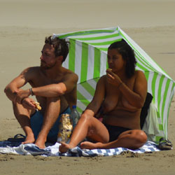 Pic #1South Of France On Beach This Summer 3 - Topless Girls, Beach, Big Tits, Brunette, Outdoors, Beach Voyeur