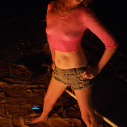 Pic #1 Pink Fishnet - Outdoors, See Through, Amateur
