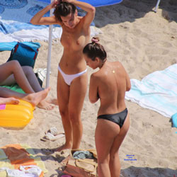 Pic #1A Wonder In White - Topless Girls, Beach, Big Tits, Brunette, Outdoors, Beach Voyeur