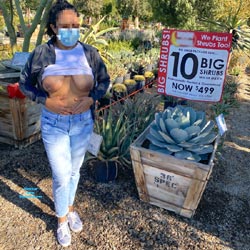 Pic #1 Naughty Work Break! - Big Tits, Brunette, Public Exhibitionist, Flashing, Outdoors, Amateur