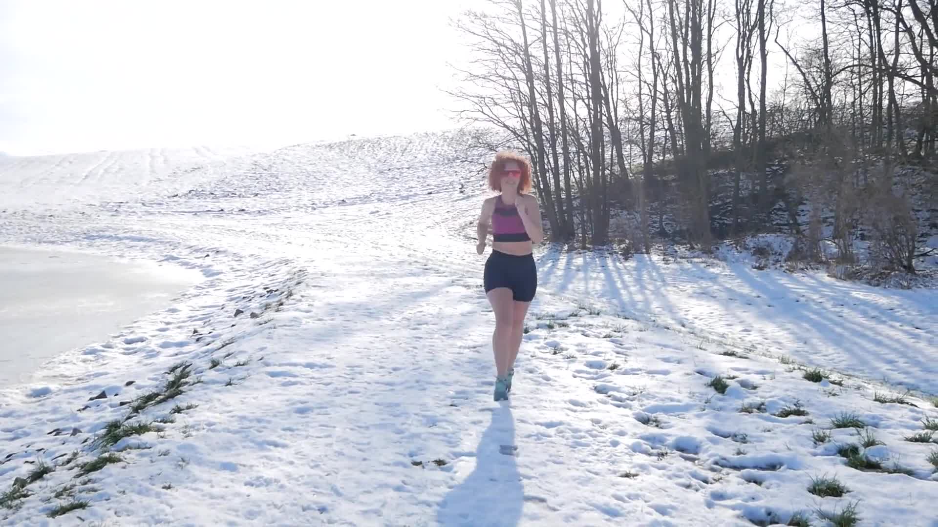 Pic #1Lena - Winter Fitness - Nude Girls, Outdoors, Redhead, Shaved, Amateur, Medium Tits