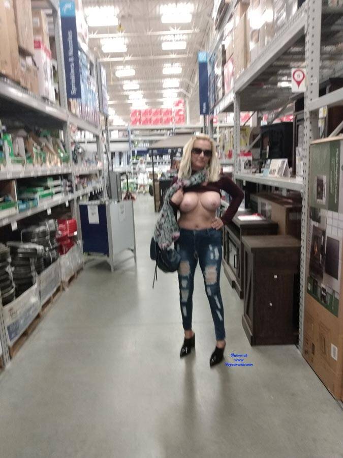 Pic #1Shopping With My Special Jeans - Big Tits, Blonde, Public Exhibitionist, Flashing, Public Place, Amateur