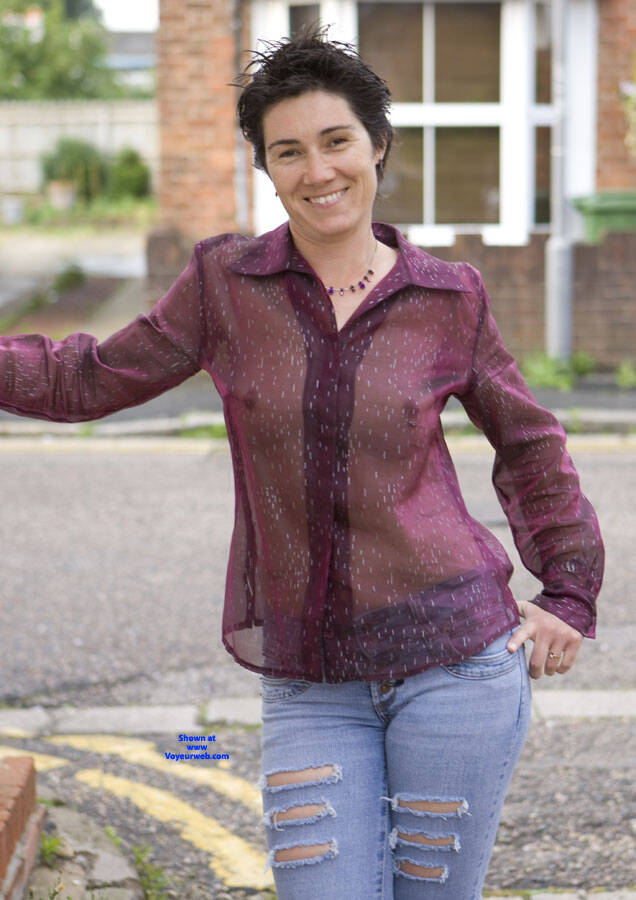 Pic #1I Don't Own Any Bras - Brunette, Public Exhibitionist, Flashing, Outdoors, See Through, Amateur