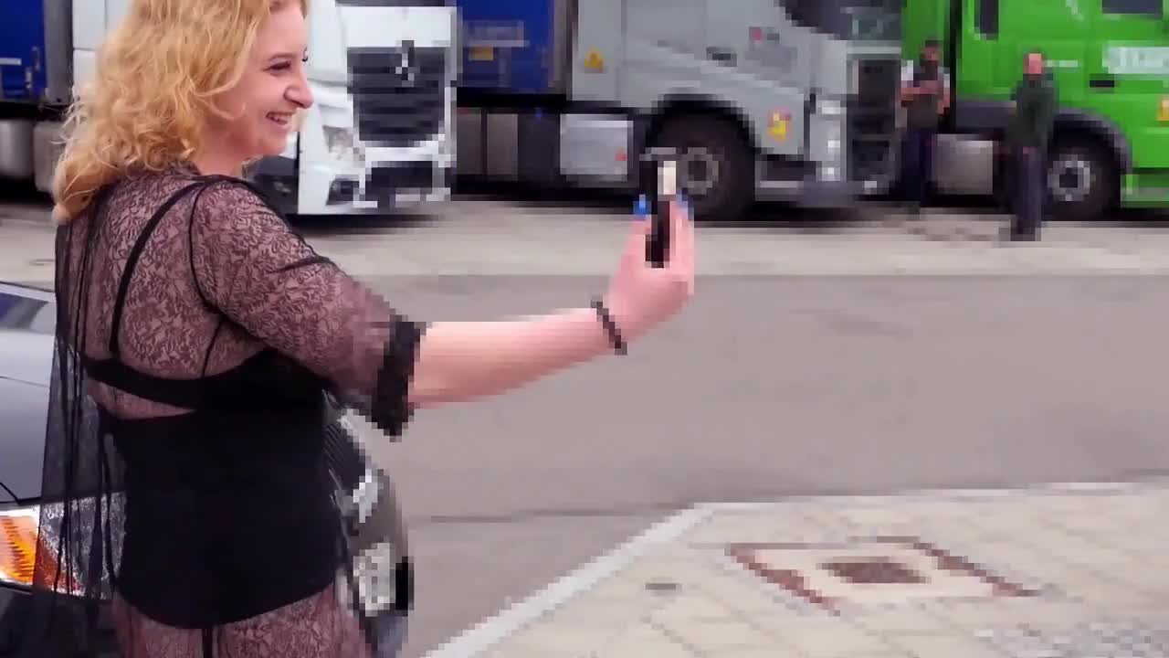 Pic #1Highway Service Station Parking - Big Tits, Blonde, Public Exhibitionist, Flashing, Outdoors, Amateur