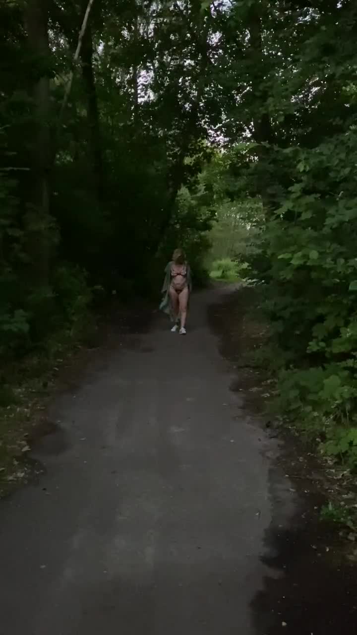 Pic #1A Walk In The Park - Big Tits, Blonde, Lingerie, Outdoors, Amateur