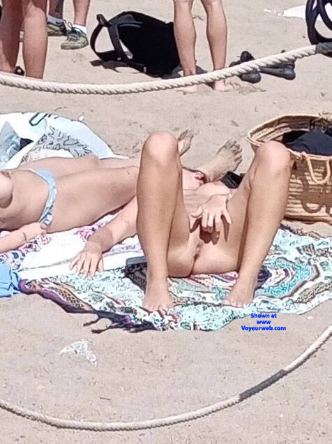 beach of barcelona , A Nudist Girl In The Beach In Barcelona