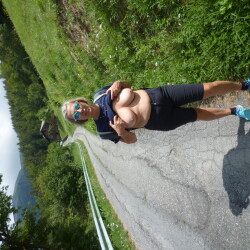 Pic #1 paola in montagna - Big Tits, Hanging Tits, Natural Tits, Outdoors, Public Exhibitionist, Public Place, Topless Wives