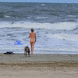 Pic #1Nacked woman with dog. - Nude Amateurs, Nude Wives, Beach, Blonde, Public Exhibitionist, Outdoors, Voyeur
