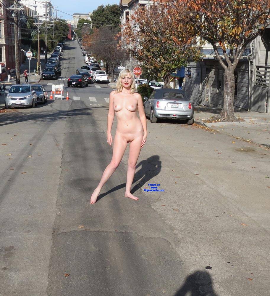Pic #1Nude in the Street (Part Two) - Amateur, Ass, Blonde, Hard Nipples, Homemade Amateur, Medium Tits, Natural Tits, Nude Amateurs, Nude Wives, Outdoors, Public Exhibitionist, Public Place, Pussy, Shaved