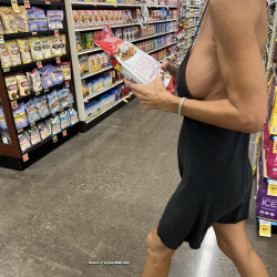 Pic #1Showing off at the market - Amateur, Big Tits, Blonde, Firm Ass, Flashing, Flashing Tits, Hard Nipples, Public Exhibitionist, Public Place, Pussy, Topless Amateurs, Topless Wives