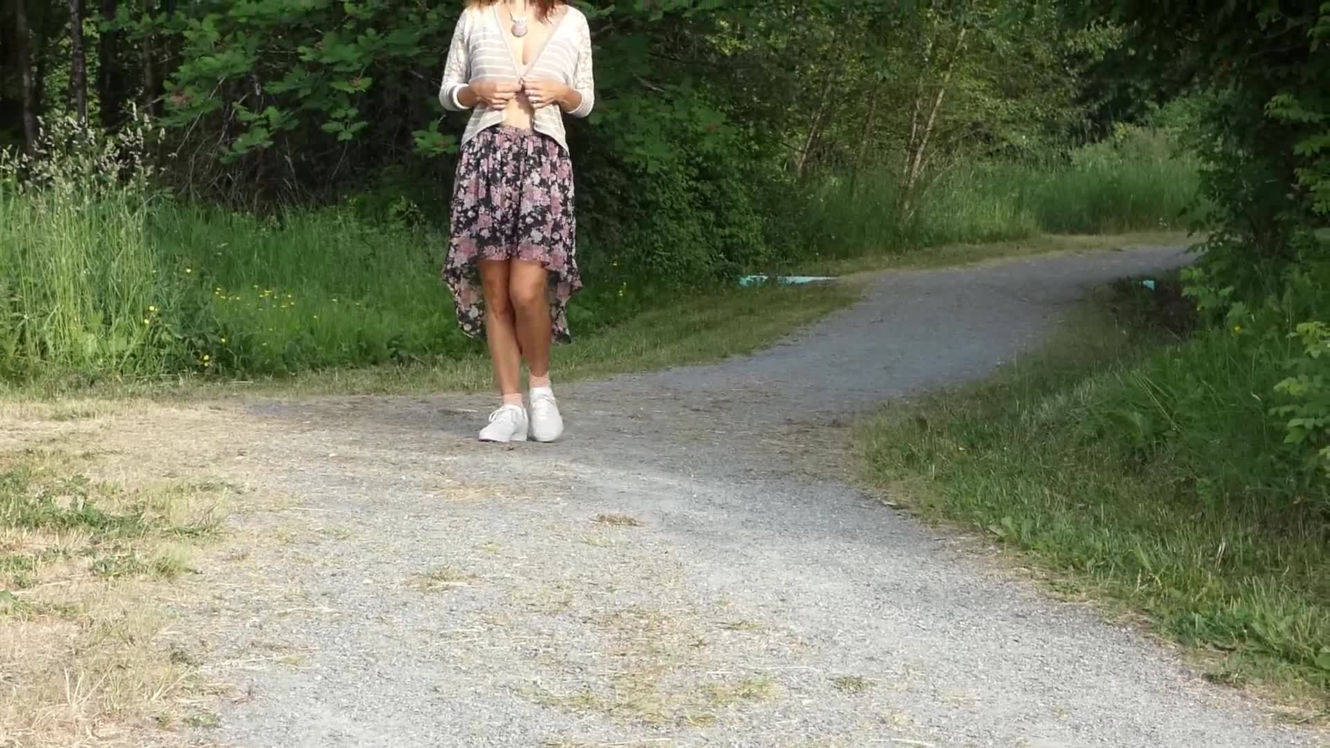 Pic #1Summertime Walk in the Park - Amateur, Flashing, Flashing Tits, Girls Stripping, Hanging Tits, Hard Nipples, Nature, Pantieless Wives, Pussy, Shaved, Small Tits