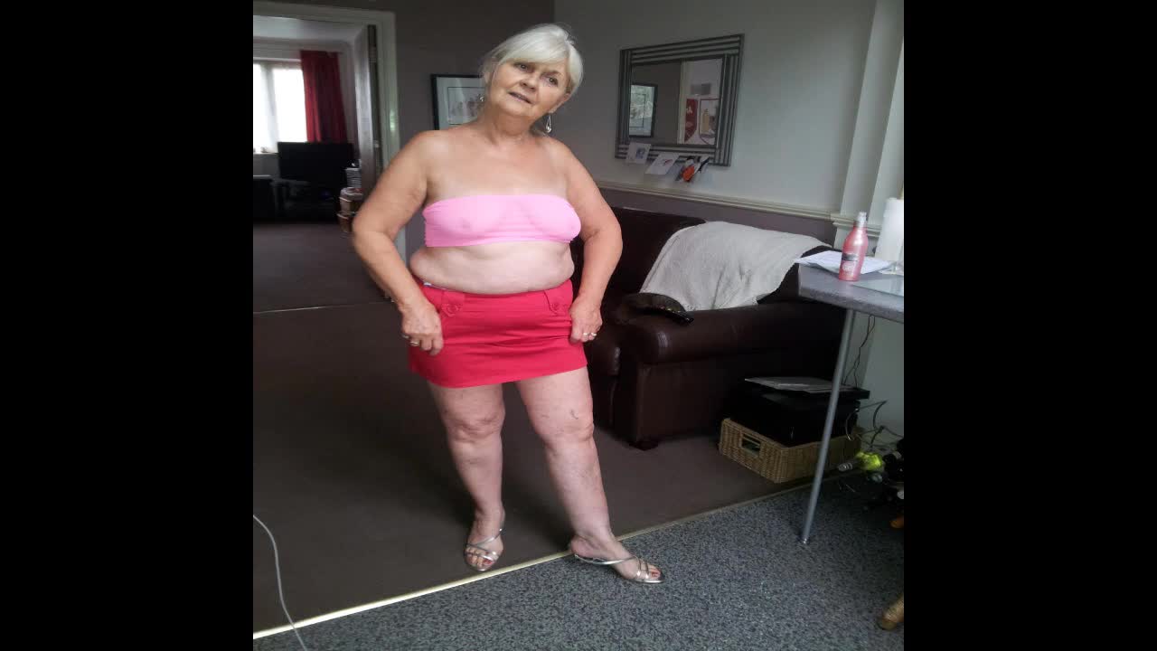 Pic #1Wife at 67 strips naked and gets her fat ass slapped