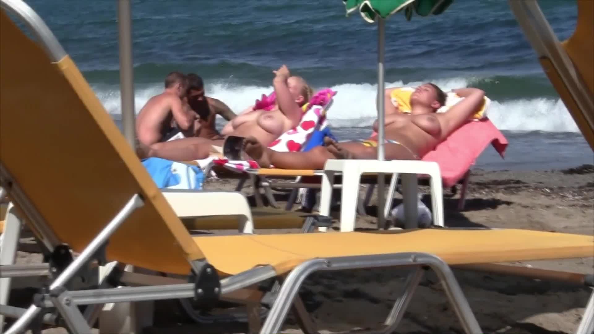 Pic #1Two Topless Girls Beach Voyeur