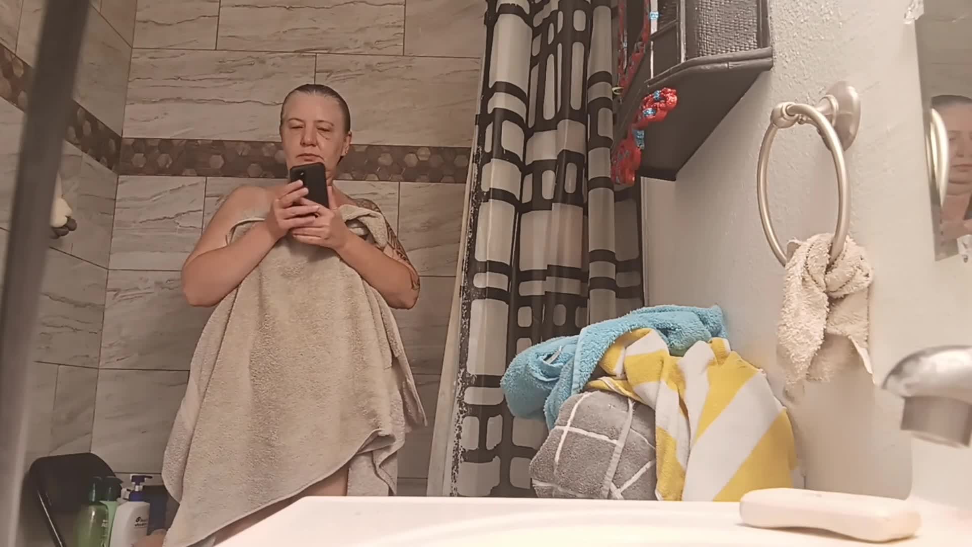 Pic #1Cherie gets out of the shower