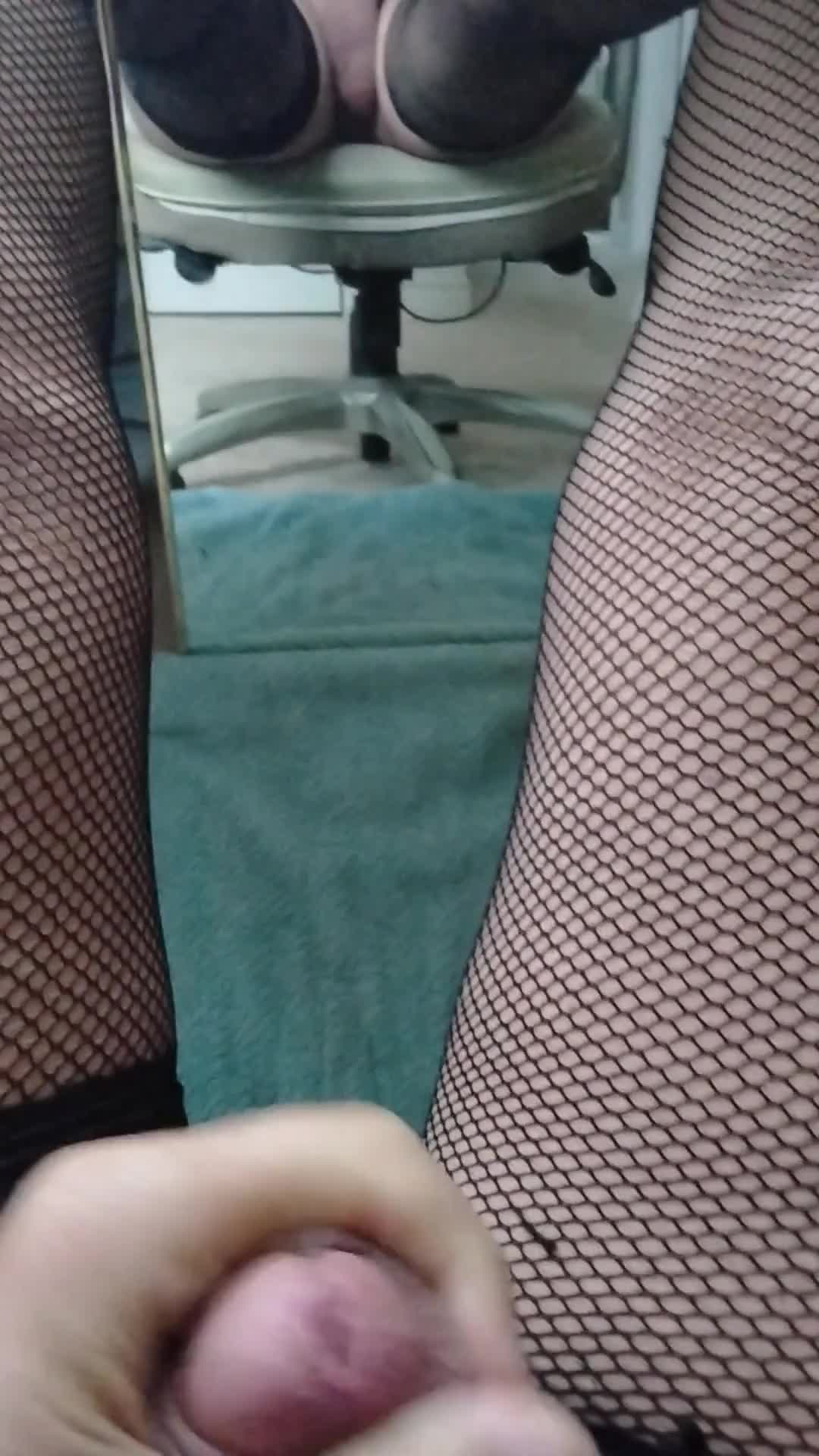 Pic #1Stroking in a garter belt and fishnets