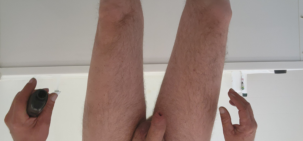 Pic #1Spa, Bath, Shoiwer, nude, male, masturbation, uncircumsized, penis, shaved but hairy