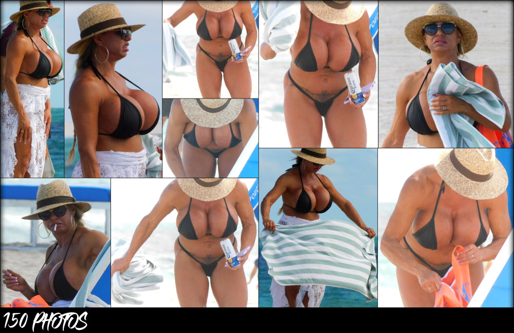 Pic #1 Mega Fake Boobs MILF beach candid