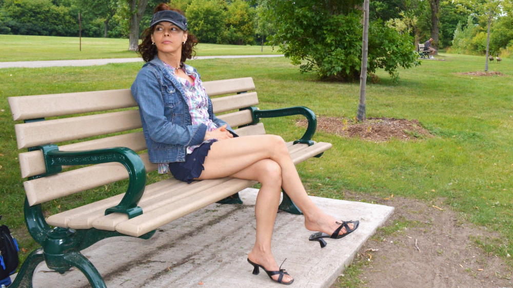 Pic #1Wife Lucia outdoors being a naughty girl_P1a