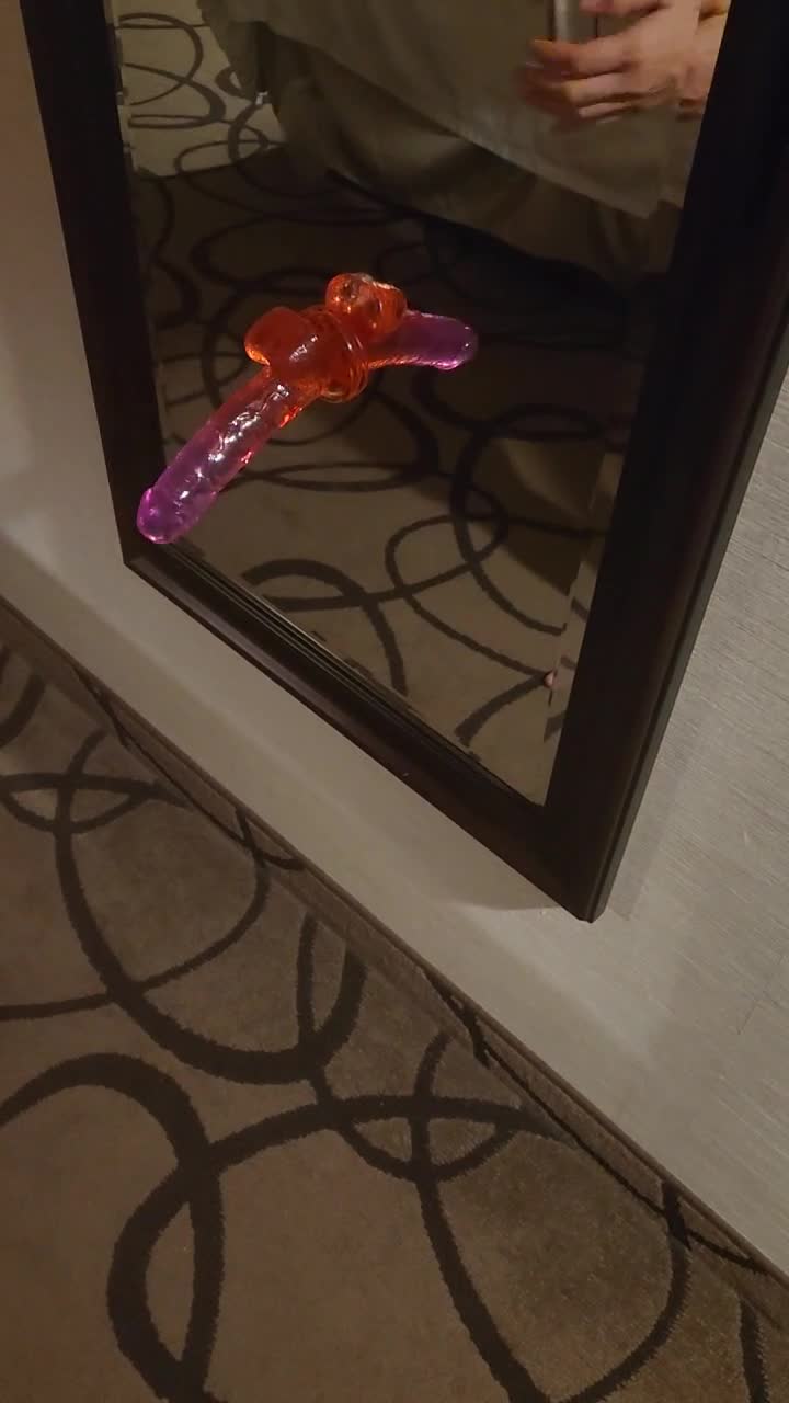 Pic #1Fucking a big dildo against the wall