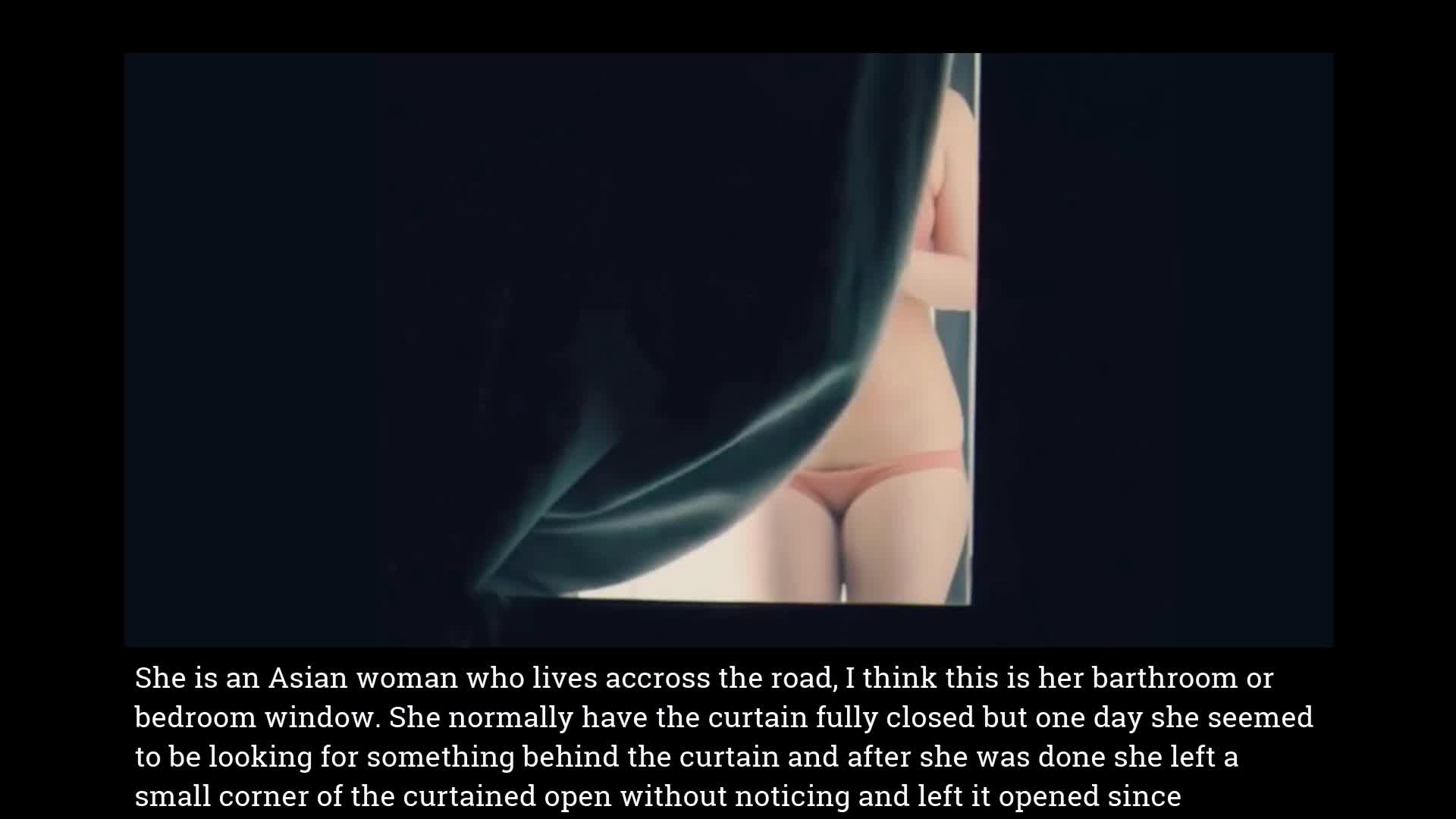 Pic #1Asian MILF across the road leaving a corner of her curtain opened
