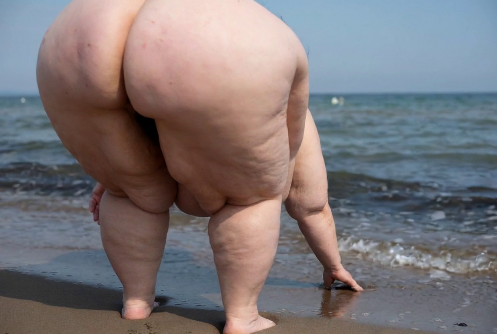 Pic #1 SSBBW Nude Granny Beach Voyeur