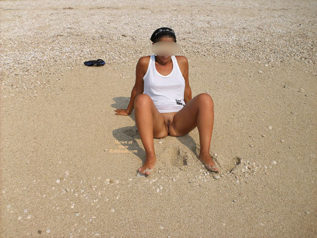 Pic #1Cristina In White T-shirt On The Beach!