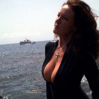 Pic #1Black PVC Catsuit On The Beach!!