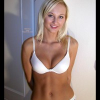 Smile Blonde Blue Eyes - Blue Eyes, Looking At The Camera , Smile Blonde Blue Eyes, White Push Up Bra, Looking At Camera