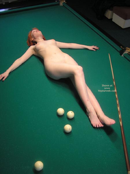 Pale Body - Sexy Body , Pale Body, Cue On Green, Naked On Pool Table